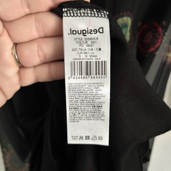 Desigual Double Layer Sheer Long Sleeve Midi Dress Women’s Size Small - Picture 9 of 12
